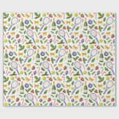 Papier Cadeau Tennis Noël thème avec raquette et balle (Plat)