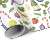 Papier Cadeau Tennis Noël thème avec raquette et balle (Coin rond)