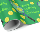 Papier Cadeau Tennis Sports Anniversaire (Coin rond)