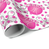 Papier Cadeau Tennis très rose jeu de balle (Coin rond)