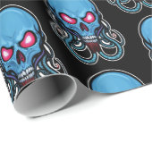 Papier Cadeau Tentacle stylisé bleu déplaisant (Coin rond)