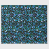 Papier Cadeau Tentacles de pieuvres bleues et vertes (Plat)