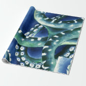 Papier Cadeau Tentacles verts bleus (Déroulé)