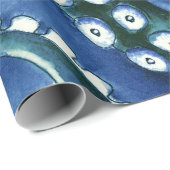 Papier Cadeau Tentacles verts bleus (Coin rond)