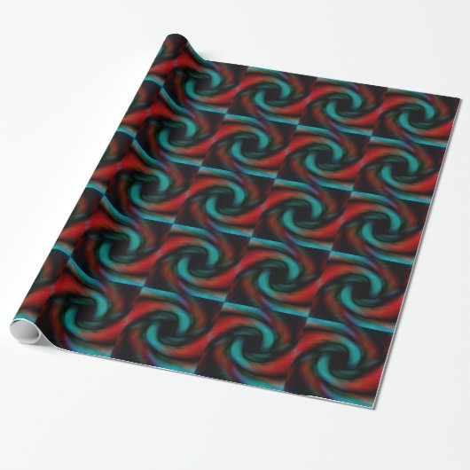 Papier Cadeau Tentacules rouges et verts (Déroulé)