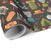 Papier Cadeau Tente de randonnée Bushcraft Camping Pattern 2 (Coin rond)