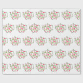 Papier Cadeau Teote d'aquarelle Motif rose (Plat)