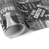 Papier Cadeau Termes et pièces d'échecs noir et blanc ID784 (Coin rond)