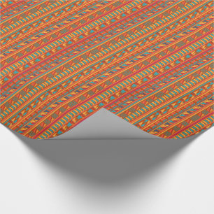 Papier Cadeau Terracotta Abstrait Aztec Tribal Print Motif