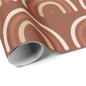 Papier Cadeau Terracotta Boho Rainbow Moon Stars Bohemian tendan (Coin rond)