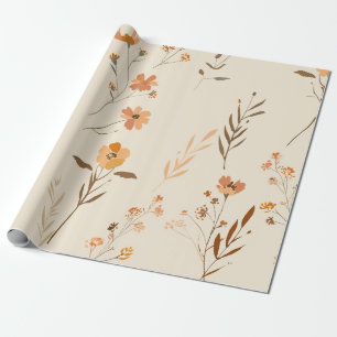 Papier Cadeau Terracotta Orange Pêche Fleur Féminine Bohème