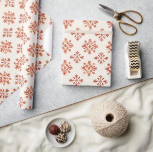 Papier Cadeau Terracotta Snowflake Motif Noël