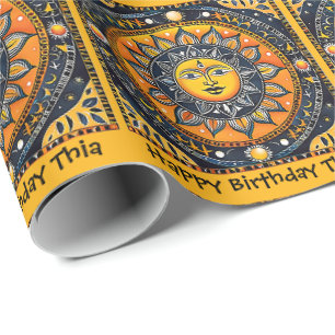 Papier Cadeau Terracotta Sun Personnaliser Nom Anniversaire Roll
