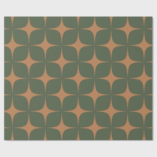 Papier Cadeau Terracotta Vert Profond Mi-Siècle Moderne Élégant (Plat)