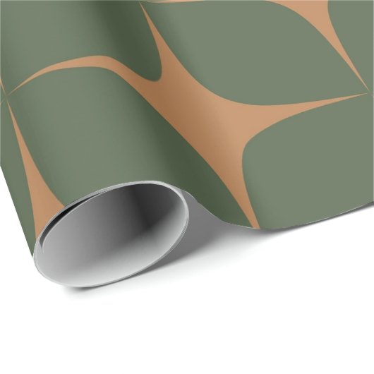 Papier Cadeau Terracotta Vert Profond Mi-Siècle Moderne Élégant (Coin rond)