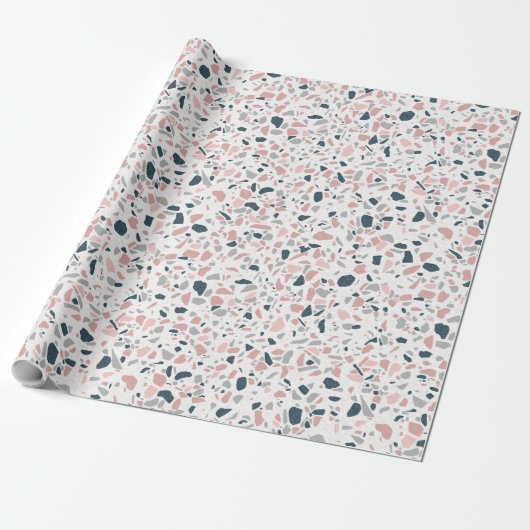 Papier Cadeau Terrazzo abstrait, dessin mignon (Déroulé)