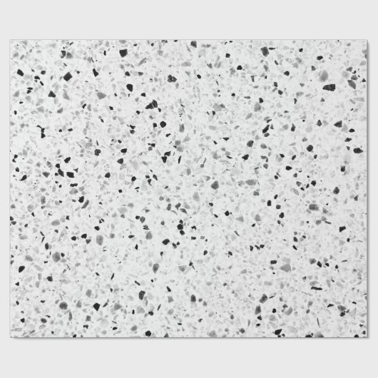 Papier Cadeau Terrazzo Élégant Rétro Gris Noir Et Blanc (Plat)