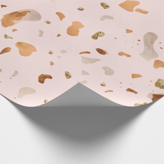 Papier Cadeau Terrazzo Rosée Et Rosée Avec Des Zones En Cuivre O (Coin)