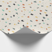 Papier Cadeau Terrazzo Tile Confetti Style Moderne Tons de Terre (Coin)