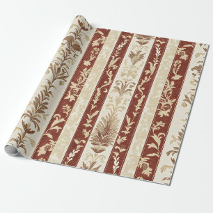 Papier Cadeau Terre cuite Toile de pays français Fleur Stripte