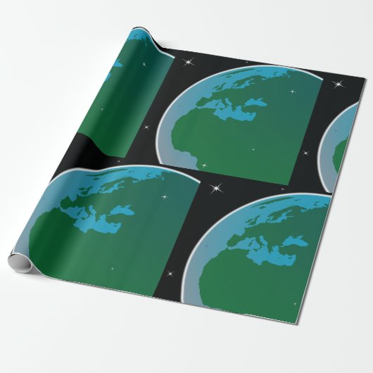 Papier Cadeau Terre de l'espace (Déroulé)