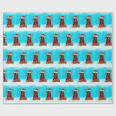 Papier Cadeau Terre-Neuve dans la neige avec cadeaux de Noël (Plat)