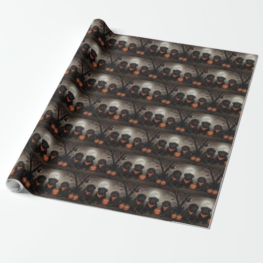 Papier Cadeau Terre-Neuve Halloween Épouvantable (Déroulé)