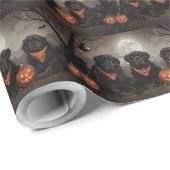 Papier Cadeau Terre-Neuve Halloween Épouvantable (Coin rond)