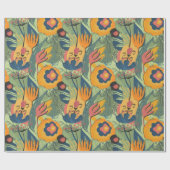 Papier Cadeau Terre riche couleurs fleurs exotiques motif (Plat)