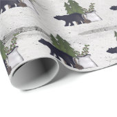 Papier Cadeau Terre rustique Ours et arbres sur bouleau (Coin rond)