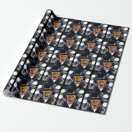 PAPIER CADEAU TERRIER AIREDALE (Déroulé)