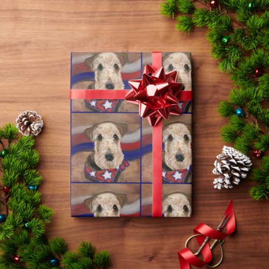 PAPIER CADEAU TERRIER AIREDALE        (Cadeau de vacances)