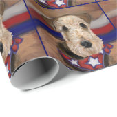 PAPIER CADEAU TERRIER AIREDALE        (Coin rond)