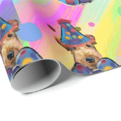 PAPIER CADEAU TERRIER AIREDALE            (Coin rond)