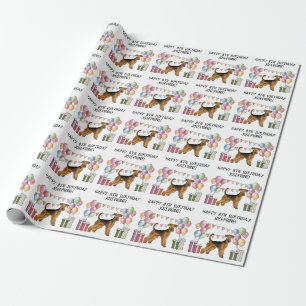 Papier Cadeau Terrier Airedale Anniversaire Coloré Pastel