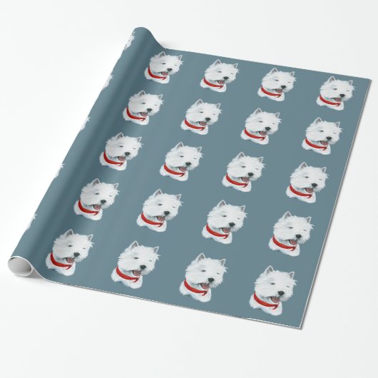 Papier Cadeau Terrier Blanc de West Highland (Déroulé)