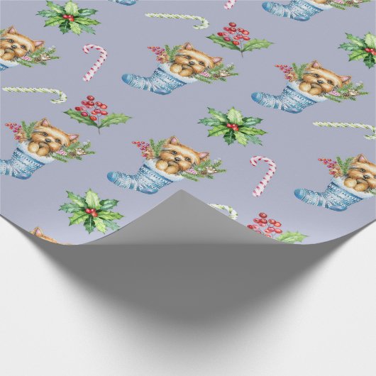 Papier Cadeau Terrier dans un Noël encombré (Coin)