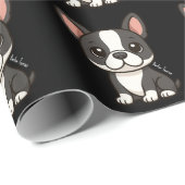 Papier Cadeau Terrier de Boston (Coin rond)