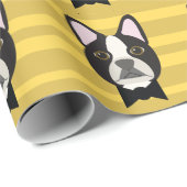 Papier Cadeau Terrier de Boston (Coin rond)