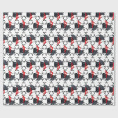 Papier Cadeau Terrier écossais avec Écharpe rouge (Plat)