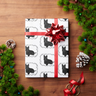Papier Cadeau Térrier écossais dans un cadre celtique