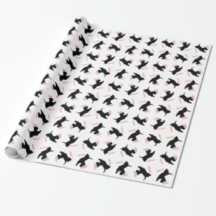 Papier Cadeau Terrier Écossais Joyeuses Fêtes