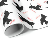 Papier Cadeau Terrier Écossais Joyeuses Fêtes (Coin rond)