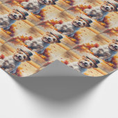 Papier Cadeau Terrier Tibétain À L'Automne Laisse L'Art Thanksgi (Coin)