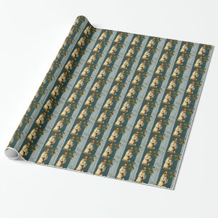 Papier Cadeau Terrier vintage avec le houx