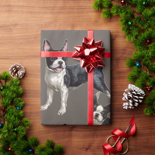 Papier Cadeau Terriers de Boston (Cadeau de vacances)
