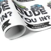 Papier Cadeau T'Es Entré ? Typographie noire Fête d'anniversaire (Coin rond)