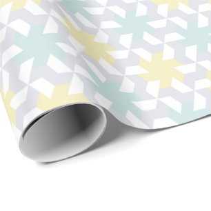 Papier Cadeau Tessellation moderne de Pinwheel verte et jaune