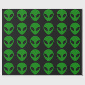 Papier Cadeau Tête Alien verte (Plat)