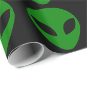 Papier Cadeau Tête Alien verte (Coin rond)